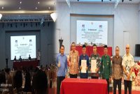 Wakil Bupati Pohuwato Iwan S Adam, Branch Manager Bank SulutGo Cabang Marisa Zulhijas Arda Rasyid, Kadis PMD Pohuwato Refli Basir, para camat, Ketua APDESI Pohuwato Sirwan Mohi, serta para kepala desa, perangkat desa, dan operator DTKS menghadiri kegiatan Workshop Pengembangan Produk Unggulan Desa, Pengelolaan Kas Desa Online, dan Data Tunggal Sosial Ekonomi di Hulondalo Ballroom, Kota Gorontalo, Kamis (9/10/2025).